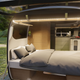 A render of the sleeping area in the Airstream trailer.